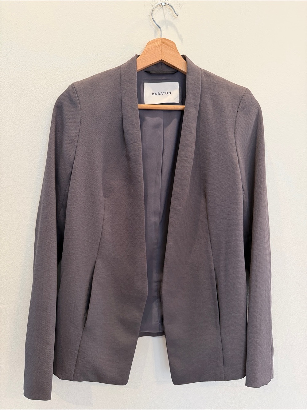 Aritzia Babaton Keith Collarless Gray Open Blazer Jacket - Picture 2 of 5